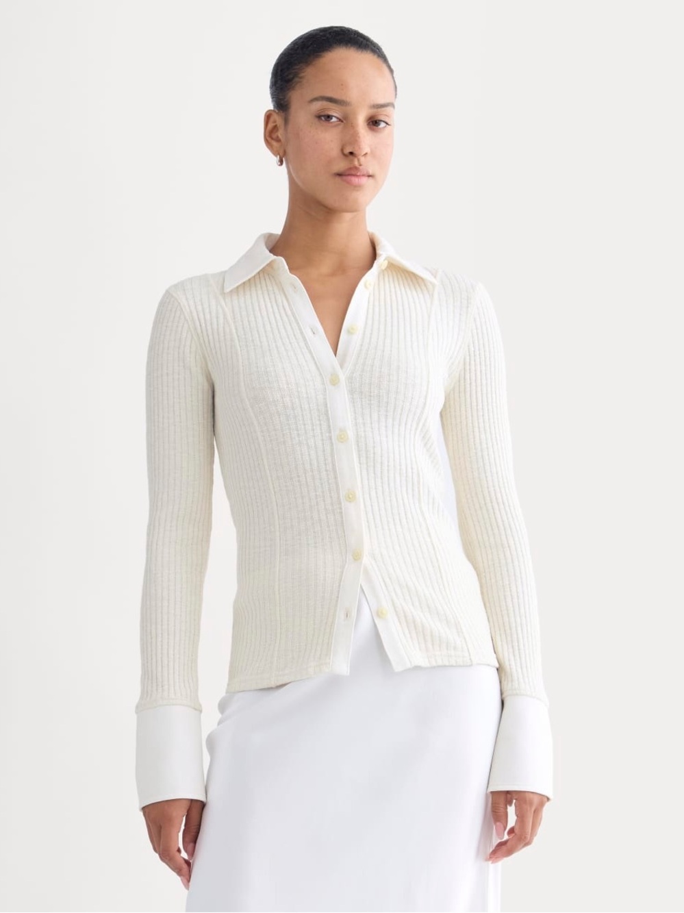 NWT Everlane Cozy Rib Button Up in Bone